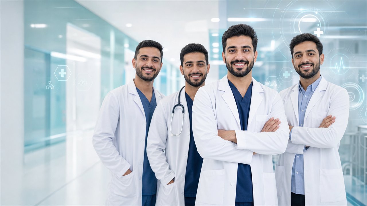 Young male healthcare professionals